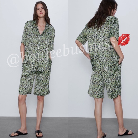 ZARA BNWT Floral Top + Shorts Set 2pc Coord Set - Picture 1 of 7